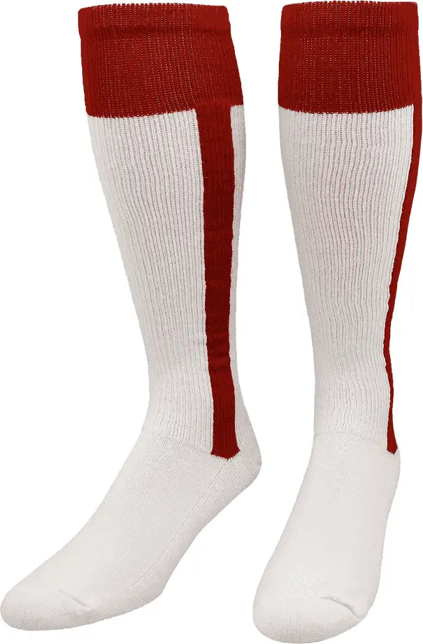 Tck 2-n-1 Premium Knee High Stirrup Socks - Cardinal White