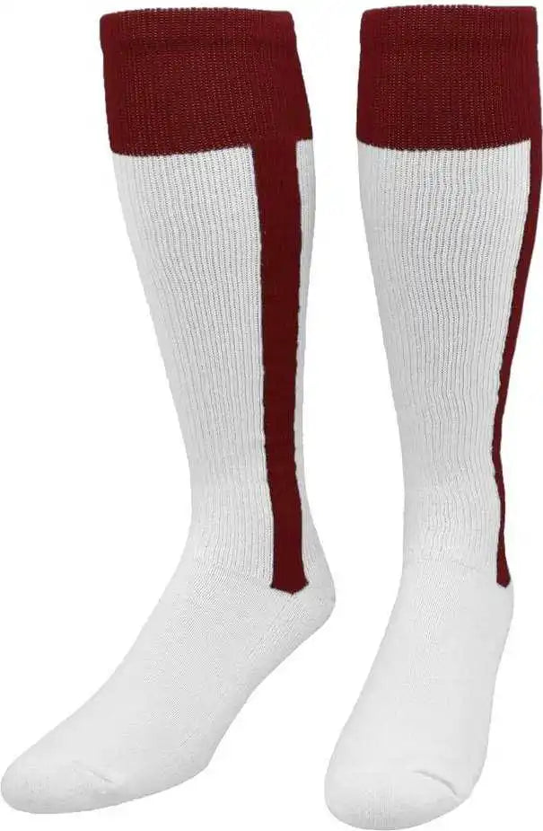 Tck 2-n-1 Premium Knee High Stirrup Socks - Maroon White