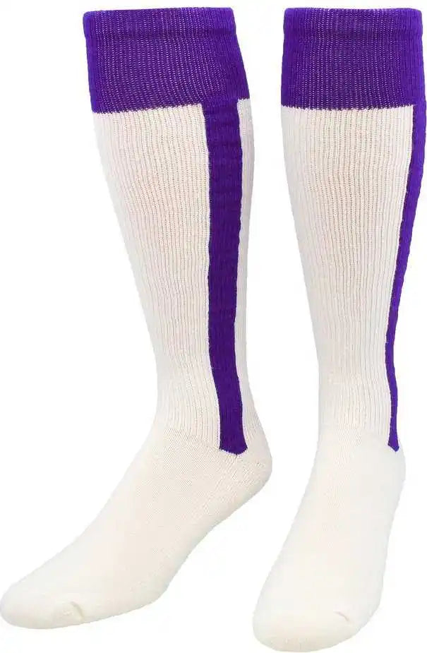 Tck 2-n-1 Premium Knee High Stirrup Socks - Purple White