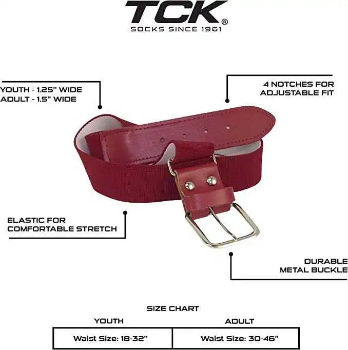 Tck Adjustable Elastic Baseball Belts - Cardinal