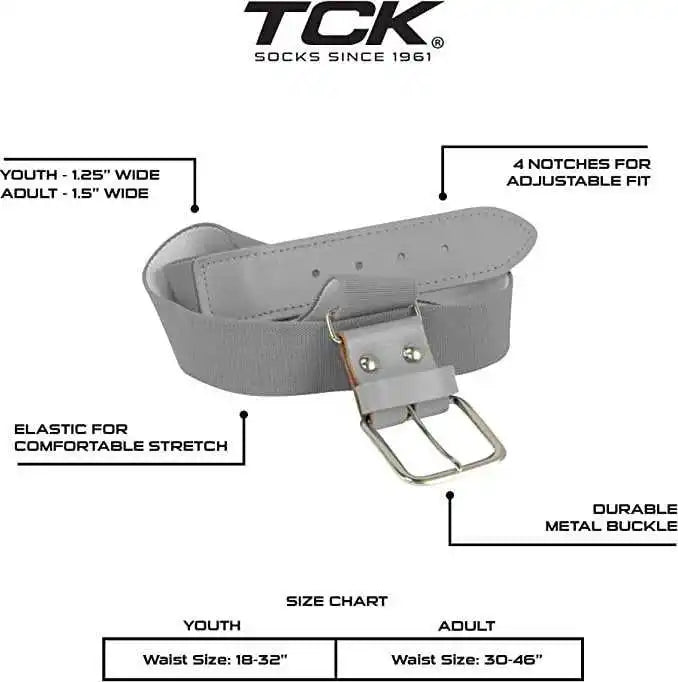 Tck Adjustable Elastic Baseball Belts - Gray