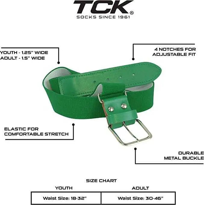 Tck Adjustable Elastic Baseball Belts - Kelly