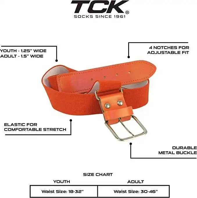 Tck Adjustable Elastic Baseball Belts - Orange