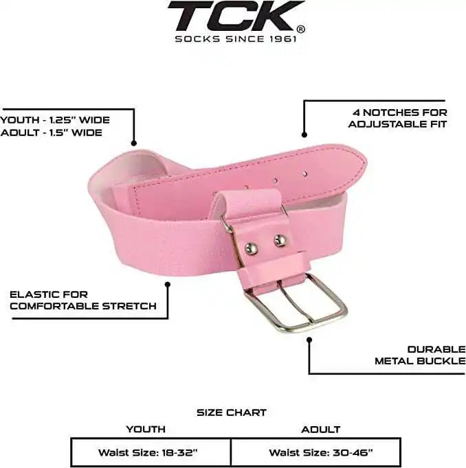 Tck Adjustable Elastic Baseball Belts - Pink