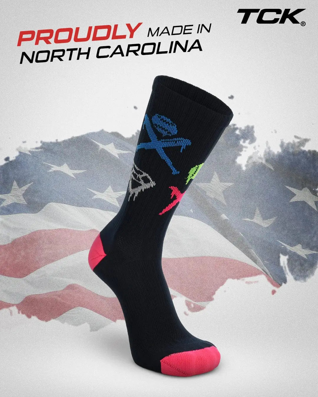 Tck After-glow Graffiti Crew Socks - Black Hot Passion