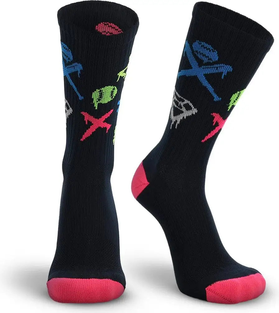 Tck After-glow Graffiti Crew Socks - Black Hot Passion