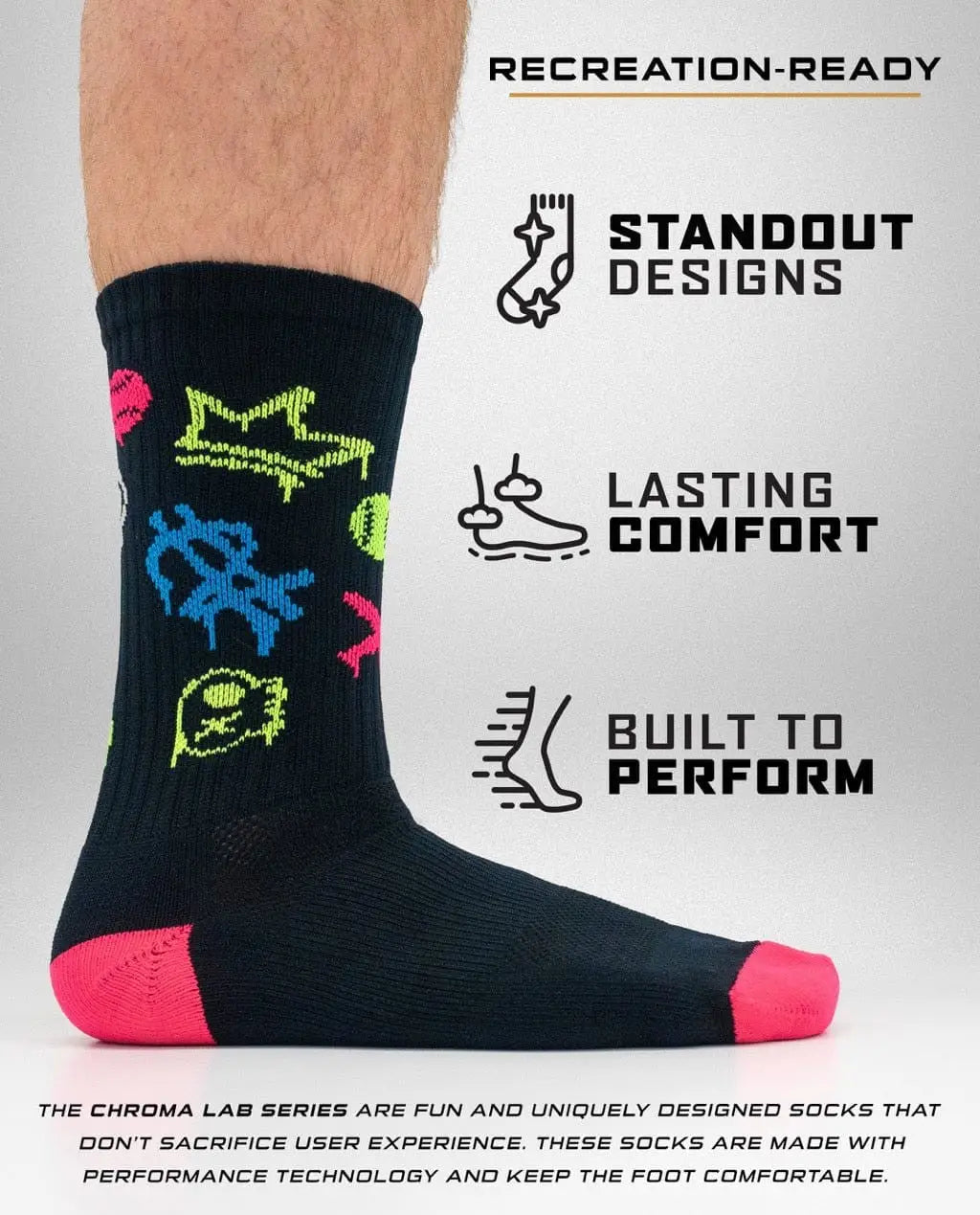 Tck After-glow Graffiti Crew Socks - Black Hot Passion
