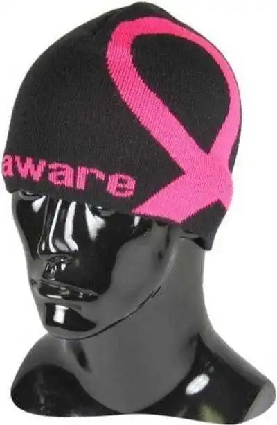 Tck Aware Breast Cancer Ribbon Beanie - Black Pink - Hot / one Size Fits Most