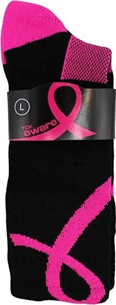 Tck Aware Breast Cancer Ribbon Crew Socks - Black Pink