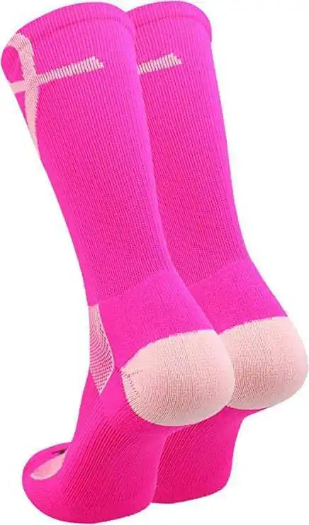 Tck Aware Breast Cancer Ribbon Crew Socks - Hot Pink