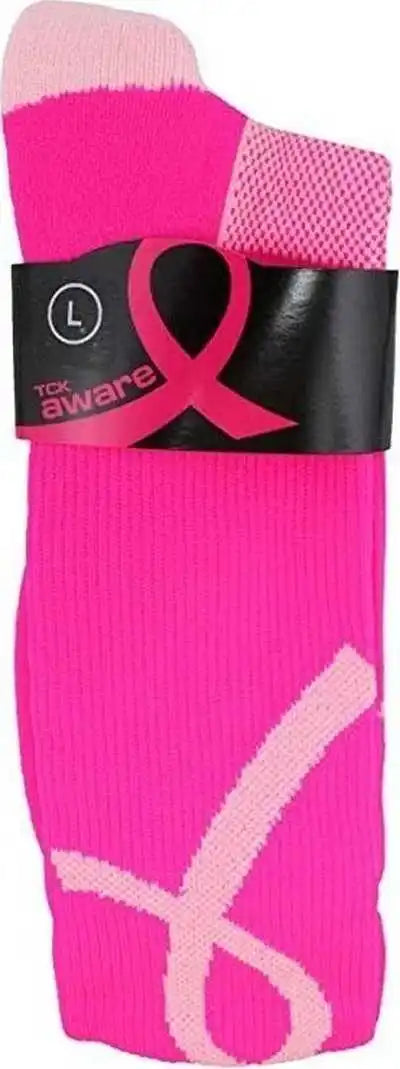 Tck Aware Breast Cancer Ribbon Crew Socks - Hot Pink