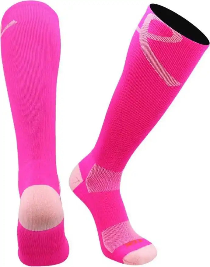 Tck Aware Breast Cancer Ribbon Knee High Socks - Pink