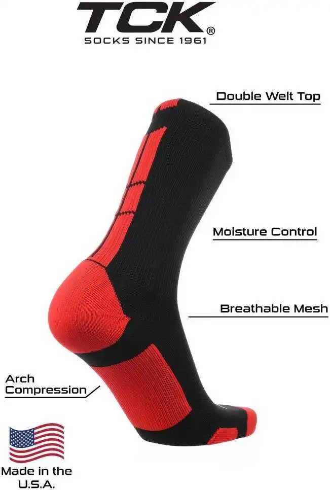 Tck Baseline 3.0 Athletic Crew Socks - Black Scarlet
