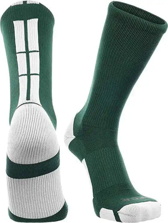 Tck Baseline 3.0 Athletic Crew Socks - Dark Green White