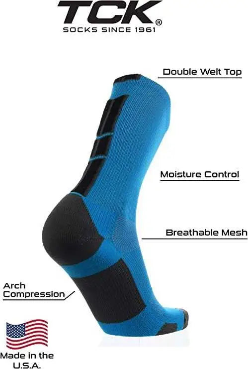 Tck Baseline 3.0 Athletic Crew Socks - Electric Blue Graphite Black