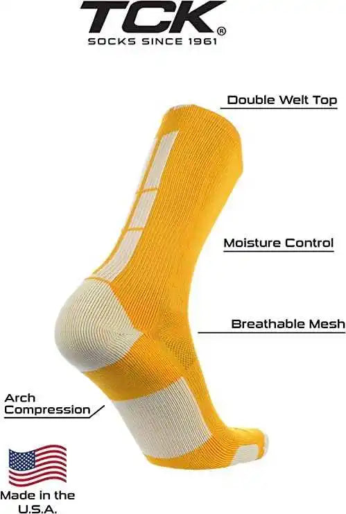 Tck Baseline 3.0 Athletic Crew Socks - Gold White