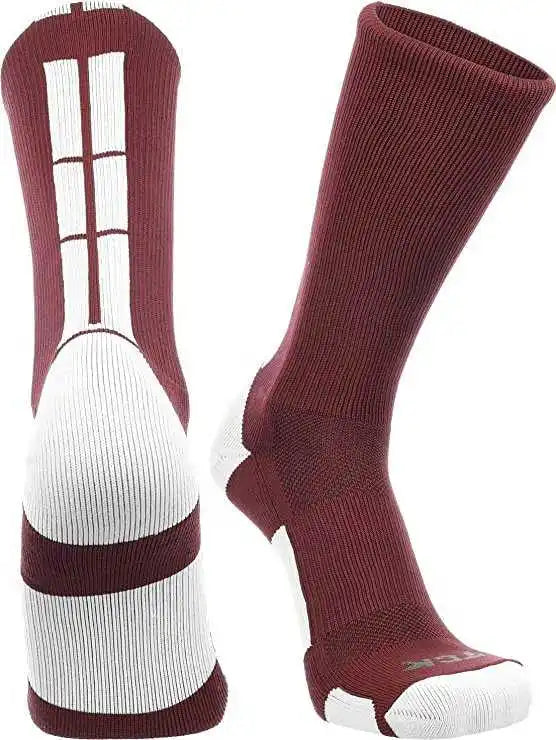 Tck Baseline 3.0 Athletic Crew Socks - Maroon White