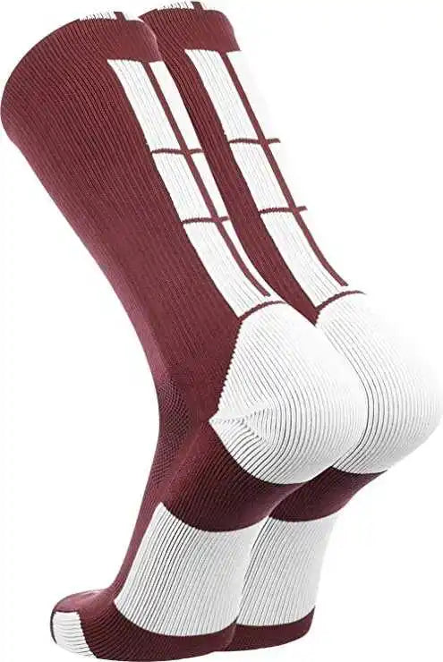 Tck Baseline 3.0 Athletic Crew Socks - Maroon White