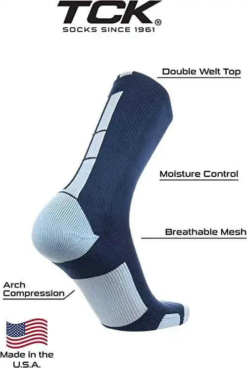 Tck Baseline 3.0 Athletic Crew Socks - Navy Columbia Blue
