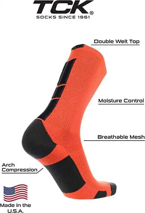 Tck Baseline 3.0 Athletic Crew Socks - Neon Orange Graphite Black