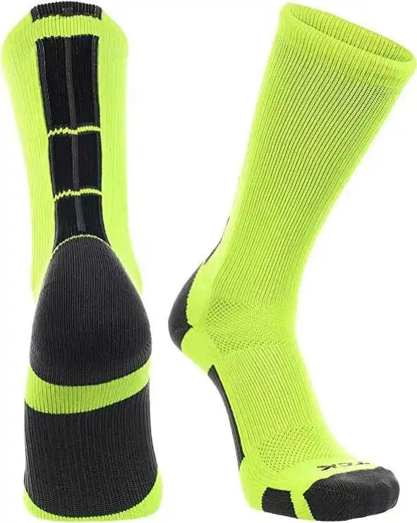 Tck Baseline 3.0 Athletic Crew Socks - Neon Yellow Graphite Black