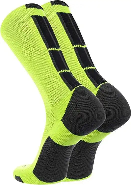 Tck Baseline 3.0 Athletic Crew Socks - Neon Yellow Graphite Black