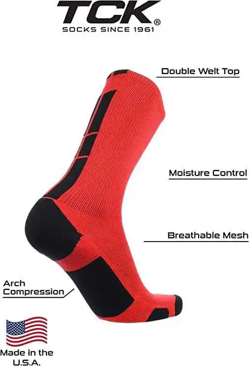 Tck Baseline 3.0 Athletic Crew Socks - Scarlet Black