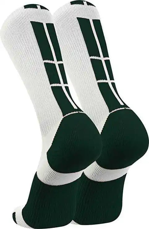 Tck Baseline 3.0 Athletic Crew Socks - White Dark Green