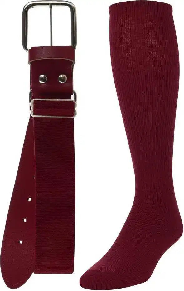 Tck Belt Knee High Sock Combo - Cardinal