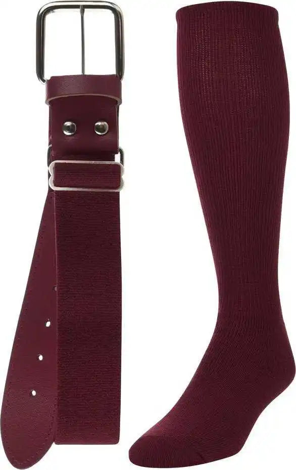 Tck Belt Knee High Sock Combo - Maroon