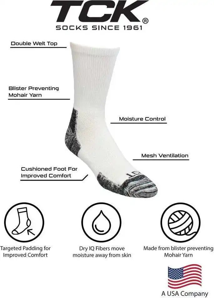 Tck Blister Resister Crew Socks - White