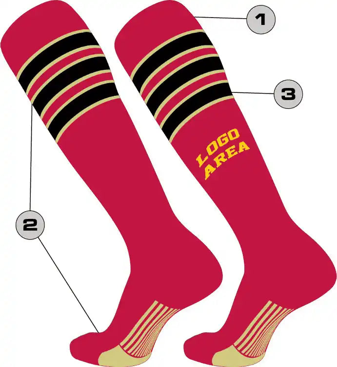 Tck Customizable Baseball Knee High Socks - Pattern 8