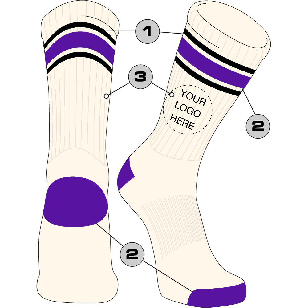 Tck Customizable Crew Socks Vintage - Triple Stripe Design