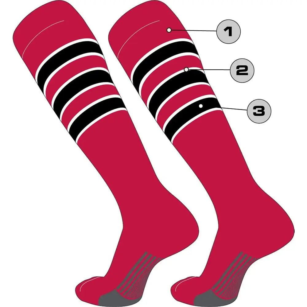 Tck Customizable Dugout Knee High Striped Baseball Socks - Pattern d