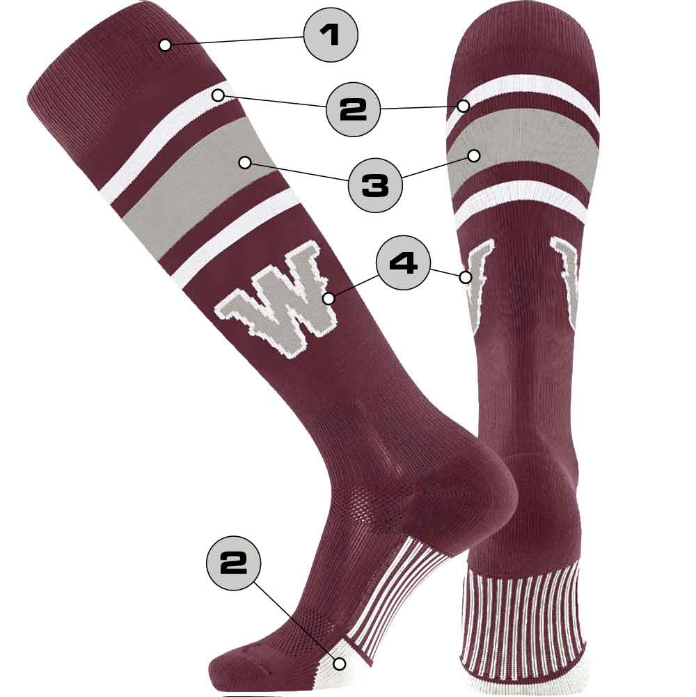 Tck Customizable Dugout Knee High Striped Baseball Socks - Pattern e