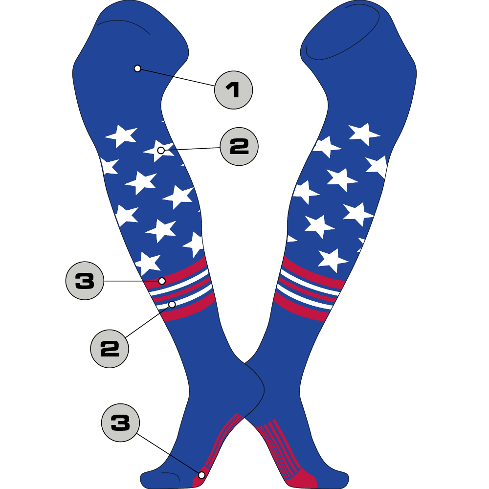 Tck Customizable Dugout Over the Knee Socks - Freedom Pattern