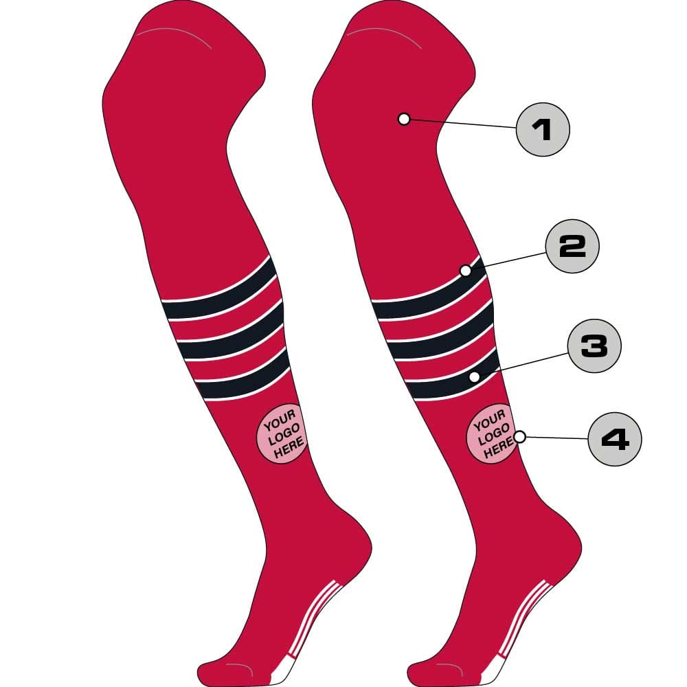 Tck Customizable Dugout Over the Knee Striped Baseball Socks - Pattern d