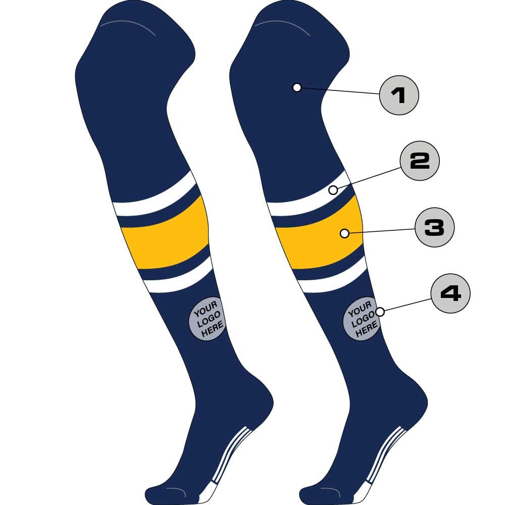 Tck Customizable Dugout Over the Knee Striped Baseball Socks - Pattern e