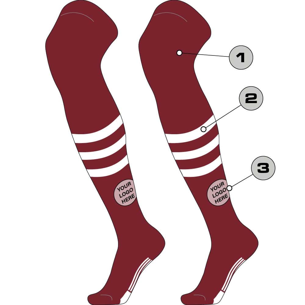 Tck Customizable Dugout Over the Knee Striped Baseball Socks - Pattern b