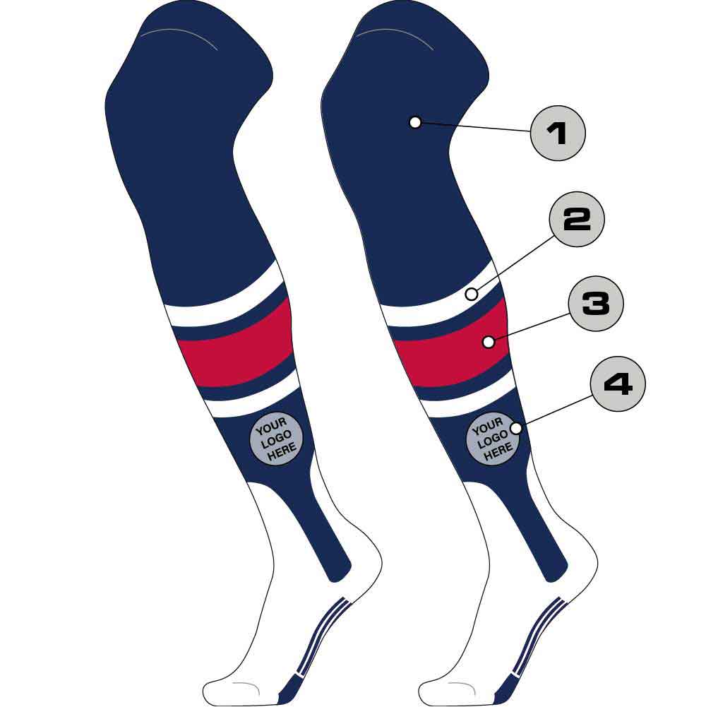 Tck Customizable Dugout Over the Knee Striped Baseball Stirrup Socks - Pattern e