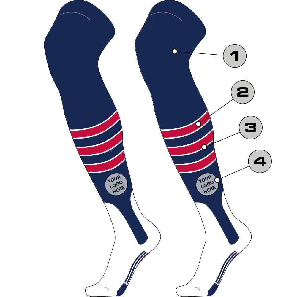 Tck Customizable Dugout Over the Knee Striped Baseball Stirrup Socks - Pattern d