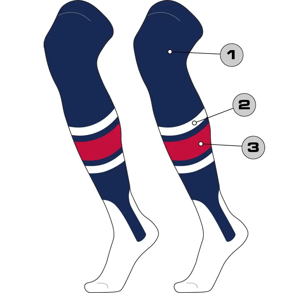 Tck Customizable Dugout Over the Knee Striped Baseball Stirrup Socks - Pattern e