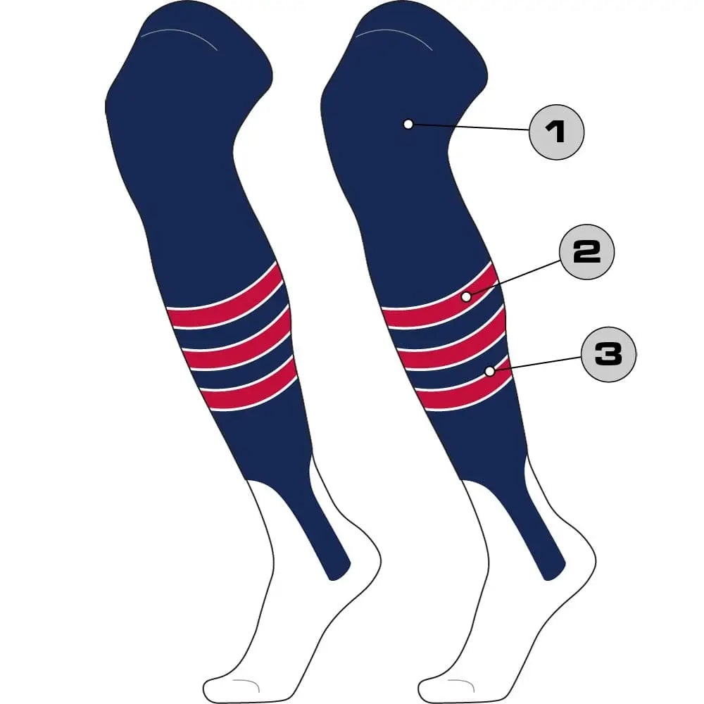 Tck Customizable Dugout Over the Knee Striped Baseball Stirrup Socks - Pattern d