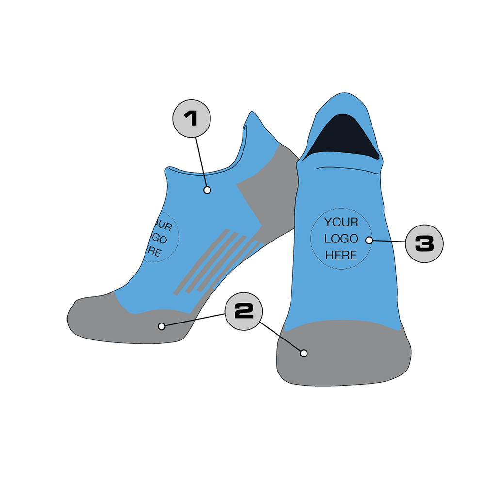 Custom No Show Socks with Heel Tab - Tour Sock