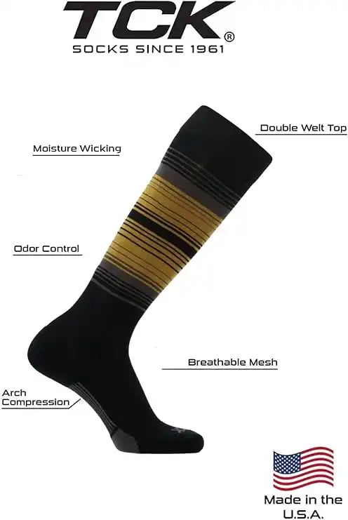 Tck Dugout Hype Knee High Sports Socks - Black Granite Old Gold