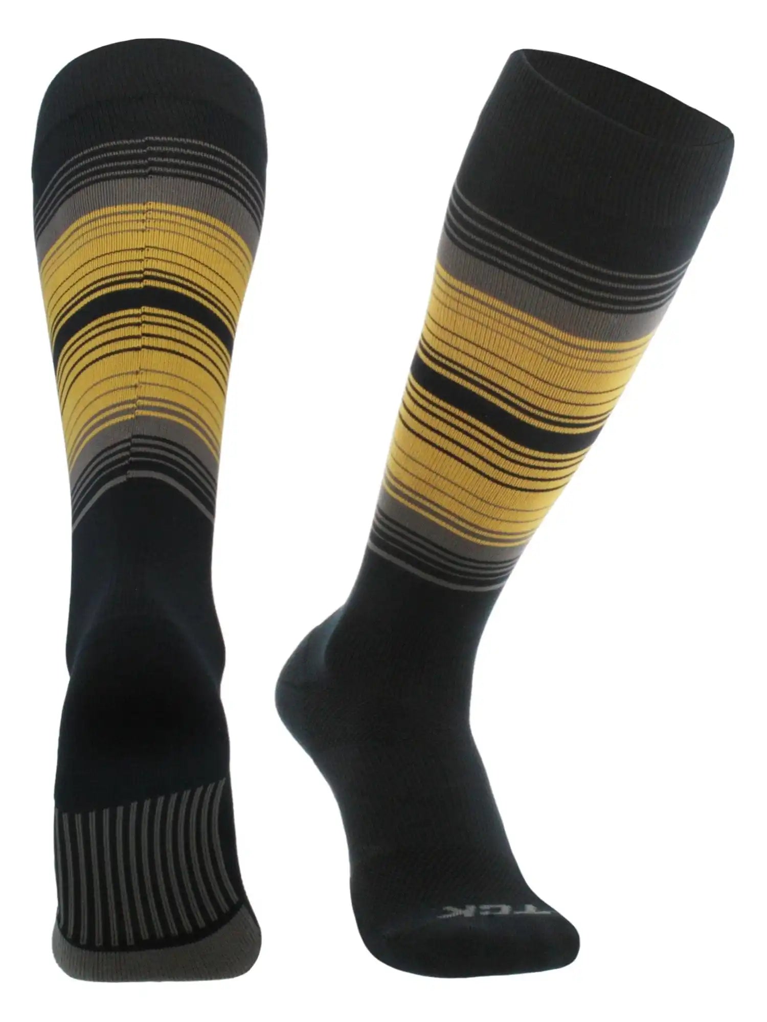 Tck Dugout Hype Knee High Sports Socks - Black Granite Old Gold