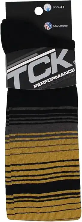 Tck Dugout Hype Knee High Sports Socks - Black Granite Old Gold