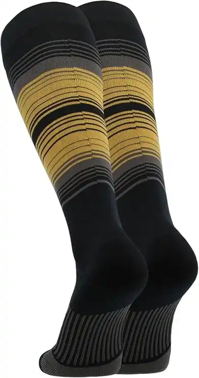 Tck Dugout Hype Knee High Sports Socks - Black Granite Old Gold