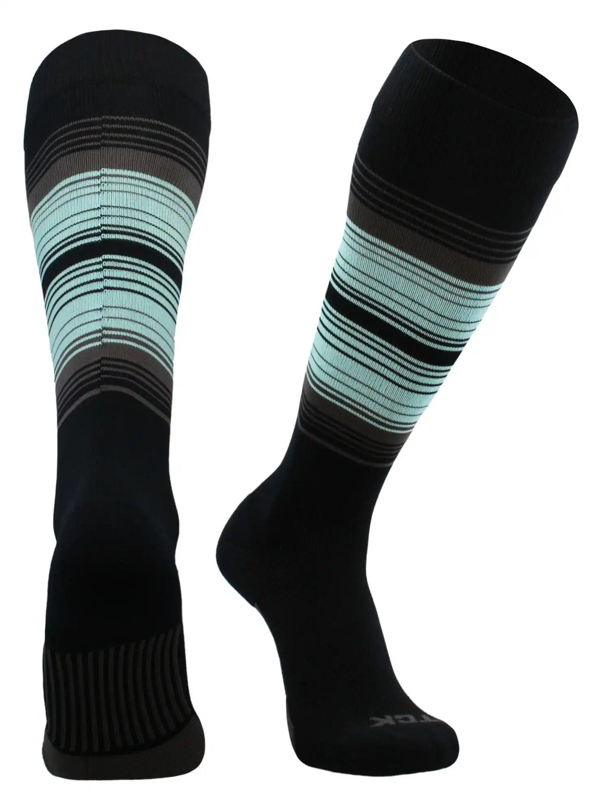 Tck Dugout Hype Knee High Sports Socks - Black Graphite Mint Green