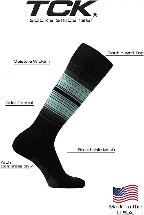 Tck Dugout Hype Knee High Sports Socks - Black Graphite Mint Green